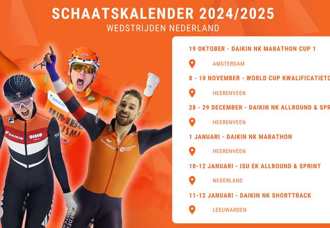 Schaatskalender Nederland 2024/2025