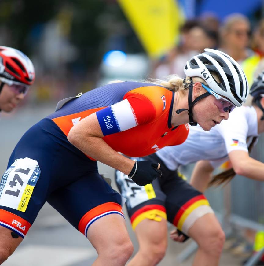 Marijke in actie op het EK marathon.